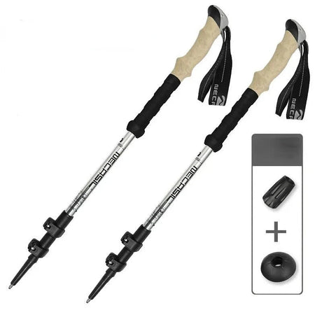 2PCS Trekking Poles Walking Sticks Alpenstock Telescopic Ultralight Premium Adjustable with Quick Lock Hiking Cane Beargoods
