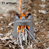 Tiartisan Titanium Outdoor Foldable Wood Stove Hiking Picnic Ultralight Portable Fire Burner Stove Multi-purpose Camping gear Beargoods