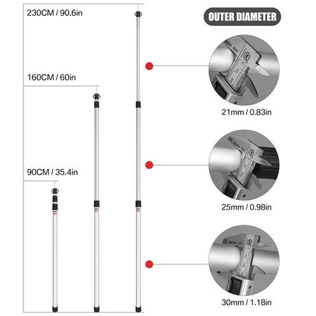 Aluminium Adjustable Camping Poles