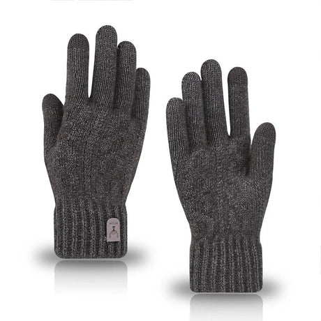 Men Winter Warm Wool Knitted Gloves Fleece‑lined Touch‑screen Cold Resistant Soft Thermal Outdoor Daily Gloves Beargoods