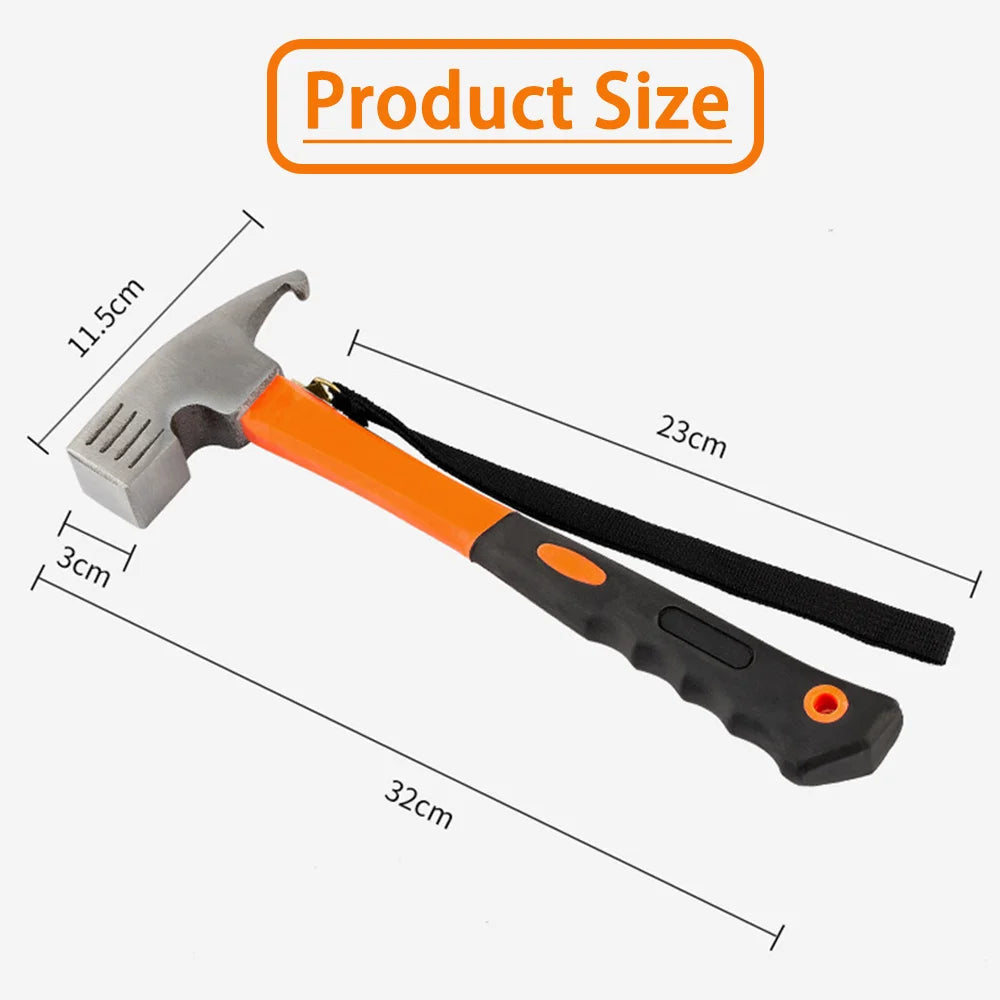 Portable Carbon Steel Camping Tent Hammer Multifunction Tool - Peg Stake Puller Mallet Awning Canopy Remover Extrator Beargoods
