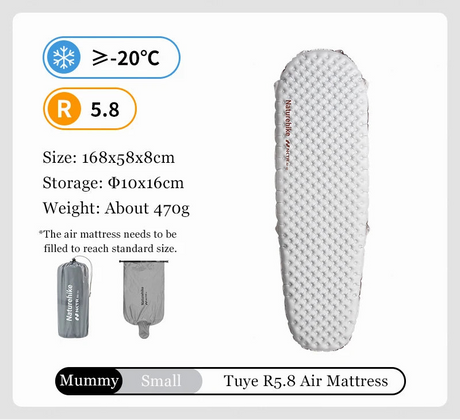 Naturehike Camping Mat 5.8 High R-value Mat Inflatable Sleeping Pad Lightweight Air Mattress 20D Nylon TPU Beach Portable Mats Beargoods