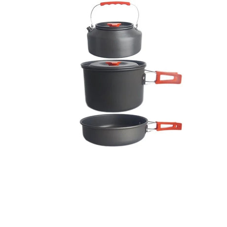  Camping Cookware Set Aluminum Lightweight Portable Outdoor Cooking Kit with Pot Pan Kettle for 2-3 People Travel Supplies Beargoods