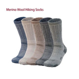 4 Pairs Men Merino Wool Outdoor Hiking Socks Crew Socks Winter Thick Thermal Boot Socks Moisture Breathable Euro Size 42-46 Beargoods