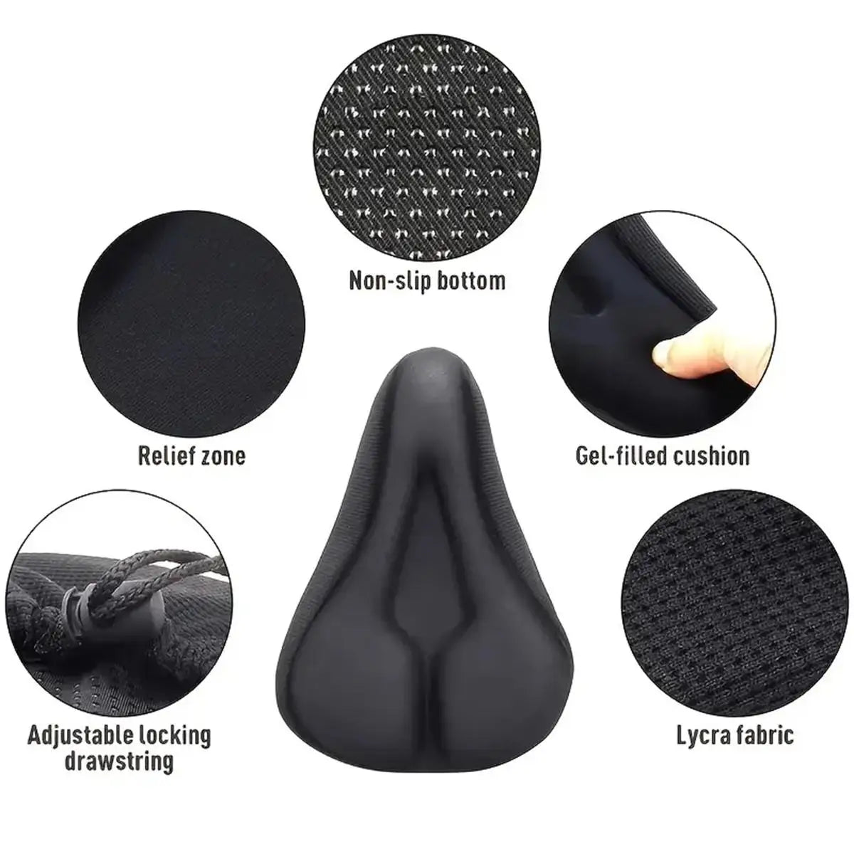 Gel Padded Bike Seat Cushion, Soft Gel Pad Bicycle Saddle Cover for Men & Women, Indoor Outdoor Cycling Comfort Accessory Beargoods