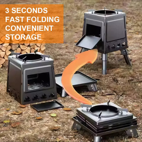 Wood Burning Stove Foldable Firewood Stove Picnic BBQ Grill Stove Heating Cooking for Outdoor Hiking Camping Beargoods
