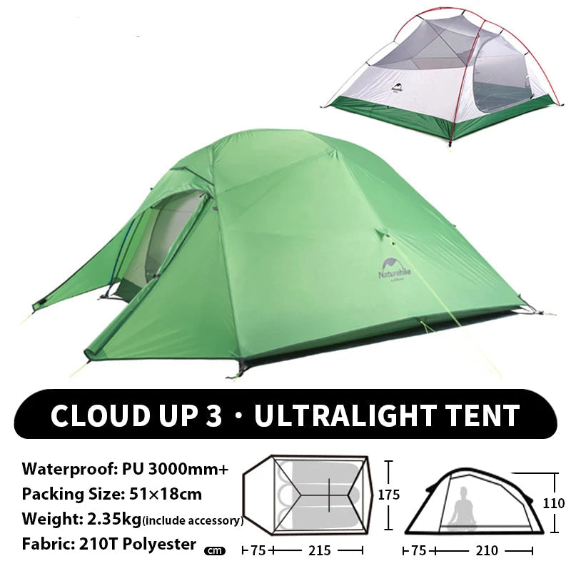 Naturehike Cloud Up 1 2 3 Person Camping Tent Ultralight Waterproof Trekking Tents Hiking Backpacking Shelter Tent Travel Tent Beargoods
