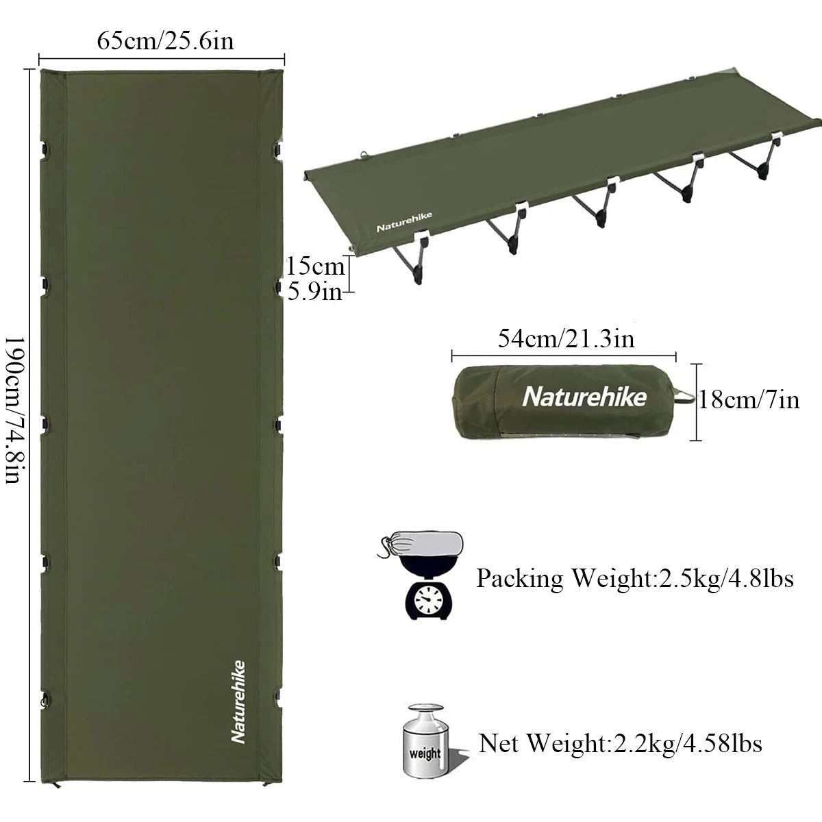 Naturehike XJC05 Camping Folding Bed Ultra Light Supplies Camping Bed Folding Cot Outdoor Hiking Supplies Bed Portable NH20JJ001 Beargoods