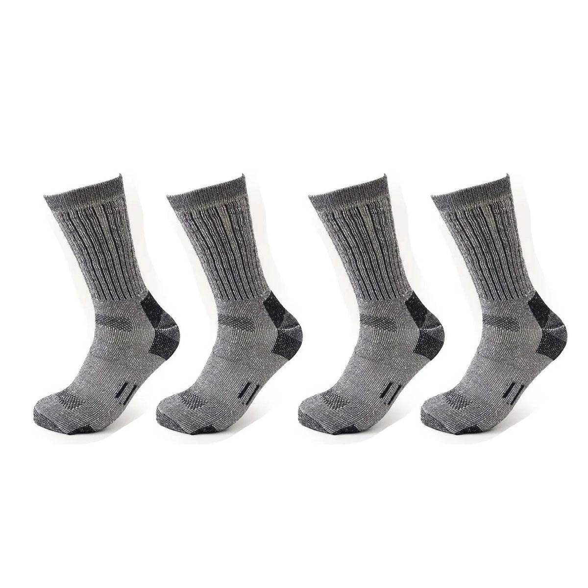 4 Pairs Men Merino Wool Outdoor Hiking Socks Crew Socks Winter Thick Thermal Boot Socks Moisture Breathable Euro Size 42-46 Beargoods