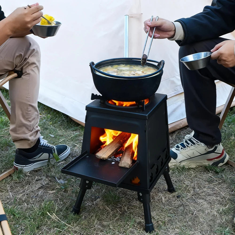 Wood Burning Stove Foldable Firewood Stove Picnic BBQ Grill Stove Heating Cooking for Outdoor Hiking Camping Beargoods