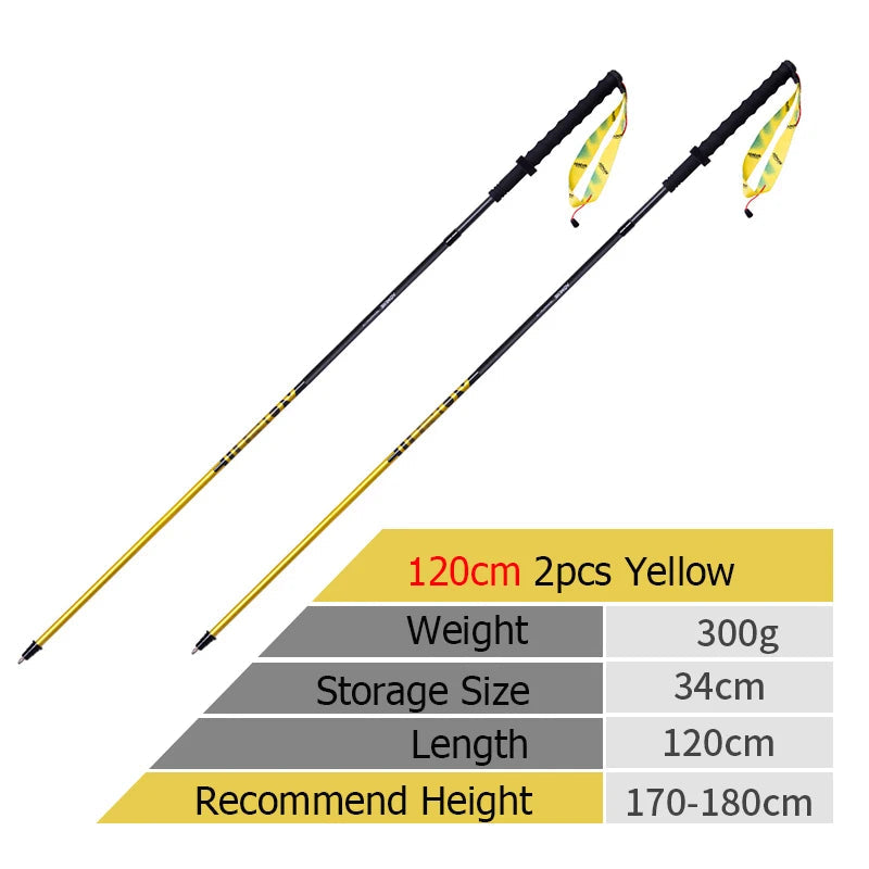 2pcs Ultralight Folding Carbon Fibre Hiking Pole Beargoods