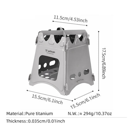 Tiartisan Titanium Outdoor Foldable Wood Stove Hiking Picnic Ultralight Portable Fire Burner Stove Multi-purpose Camping gear Beargoods