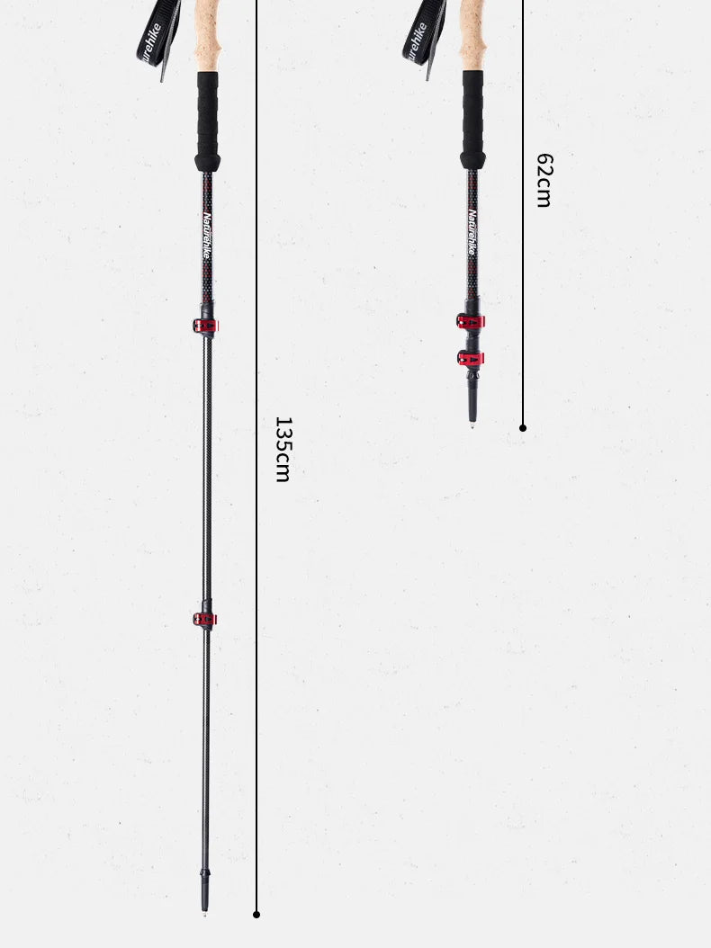 Naturehike Trekking Poles 2pcs Carbon Fiber Collapsible Telescopic Sticks Lightweight Walking Hiking Stick Climbing Stick Beargoods