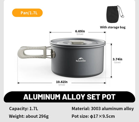 Camping Cookware Kit Frying Pan Portable Kettle Foldable