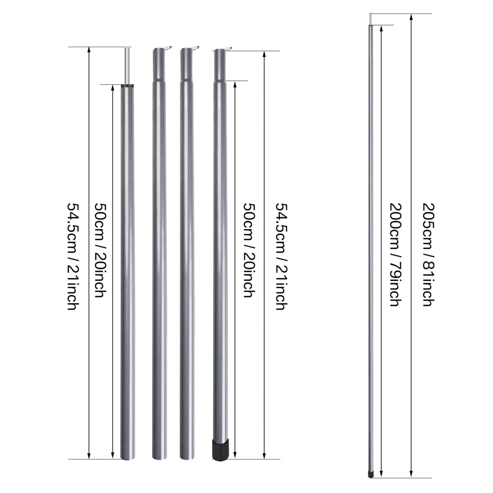 2m Telescopic Tent Poles Set of 2 Lightweight Adjustable Trekking Camping Collapsible Poles for Walking Canopy Hiking Beargoods