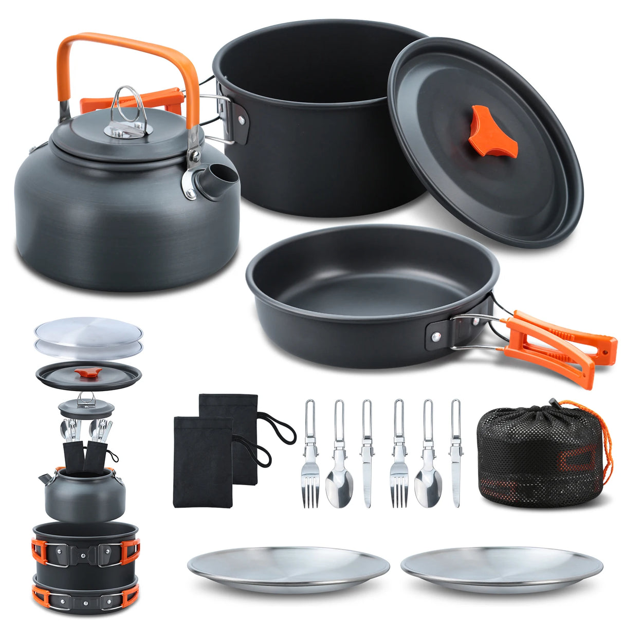 16pcs Camping Pot pan Set