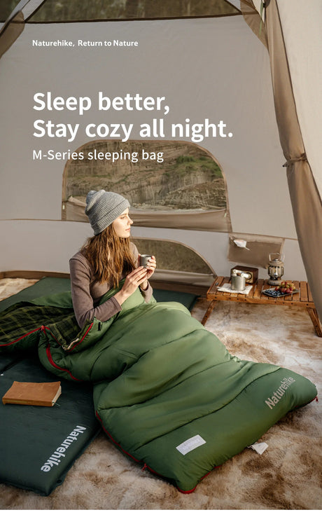 Naturehike Cotton Sleeping Bag Ultralight Waterproof Envelope Sleeping Bag for Camping Hiking Travel Winter Outdoor Beargoods