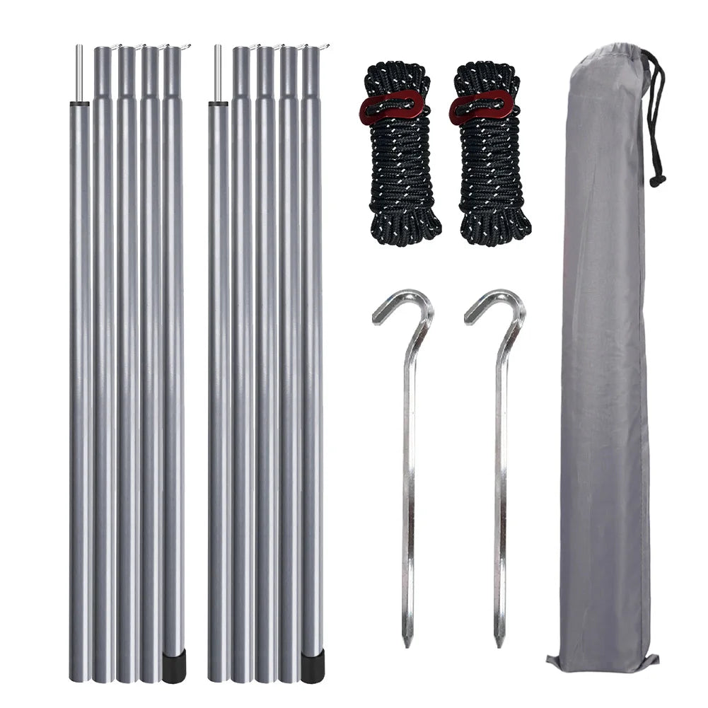 2m Telescopic Tent Poles Set of 2 Lightweight Adjustable Trekking Camping Collapsible Poles for Walking Canopy Hiking Beargoods