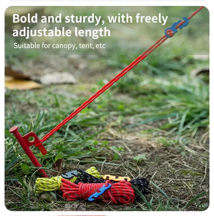 4Pcs Outdoor Guy Lines Tent Cords Reflective Camping Rope with Aluminum Guylines Adjuster Tensioner Pouch for Tent Tarp Canopy Beargoods