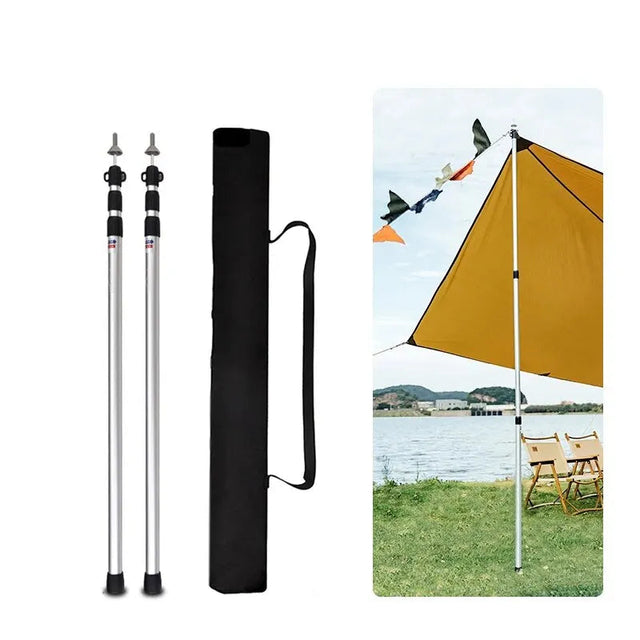 WESTTUNE 2PCS Camping Canopy Pole Aluminum Alloy Telescopic Tent Support Foldable Beach Shelter Awning Pole for Outdoor Beargoods