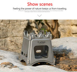 Tiartisan Titanium Outdoor Foldable Wood Stove Hiking Picnic Ultralight Portable Fire Burner Stove Multi-purpose Camping gear Beargoods