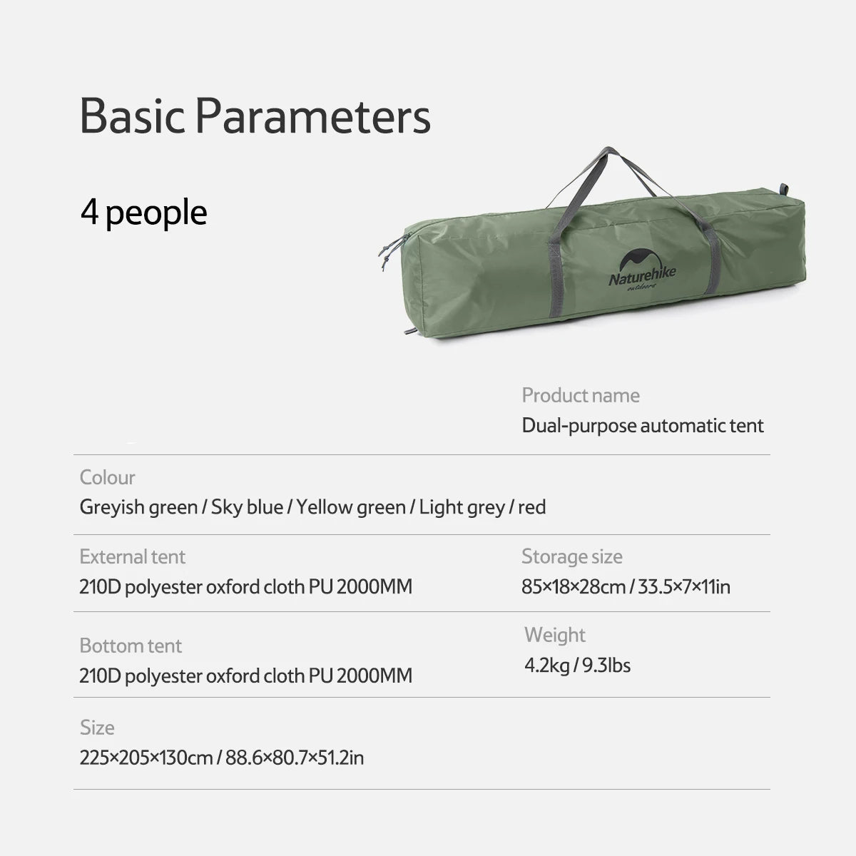 Naturehike One-touch Tent 3-4 Person Travel Family Sun Shelter Portable Automatic Fishing Tent Outdoor Picnic Camping Tent Beargoods