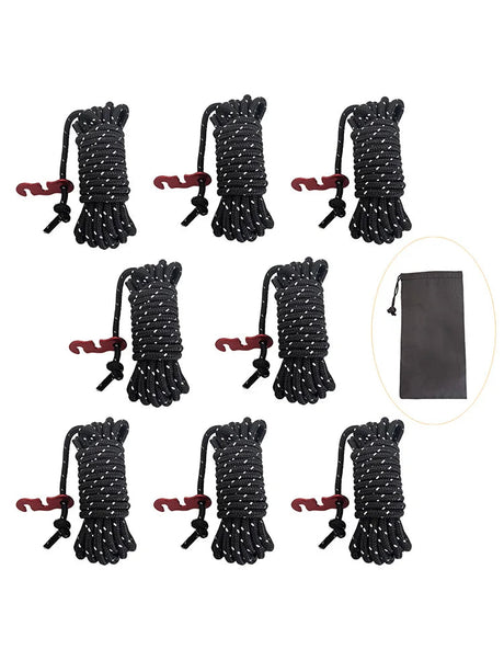 Camping Rope Reflective Outdoor Guy Lines with Aluminum Guyline Adjuster Tensioners Tent Tie Downs for Hiking Backpacking Tarp Beargoods