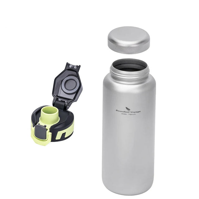 Boundless Voyage Titanium Water Bottle 0.95L Wide Mouth & Leakproof Flask Single Layer Canteen for Backpacking Travel Camp 3018D Beargoods
