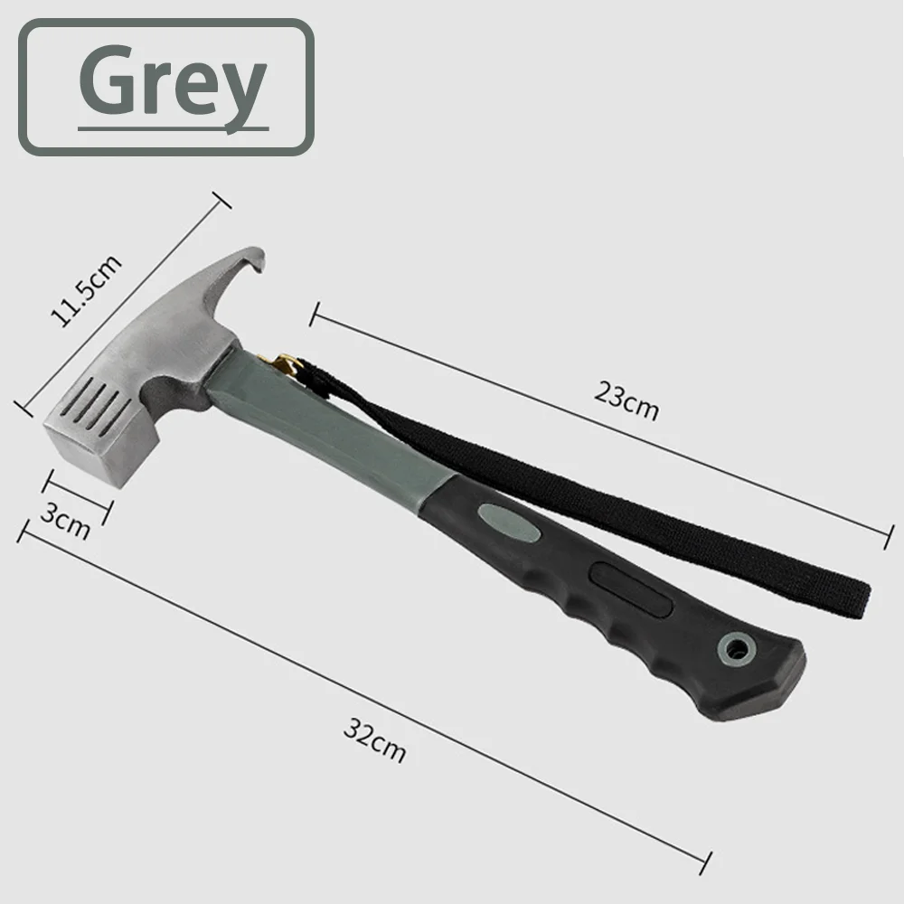 Portable Carbon Steel Camping Tent Hammer Multifunction Tool - Peg Stake Puller Mallet Awning Canopy Remover Extrator Beargoods