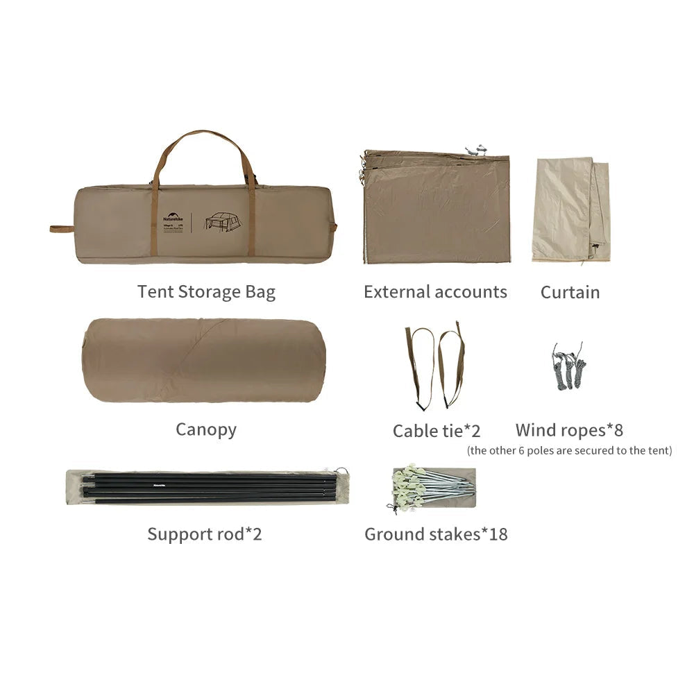 Naturehike 2026 Village 13 Lite Camping Tent 3 4 Person Automatic Tent Outdoor Park Family One Touch Tent Glamping Cabin Tents Beargoods
