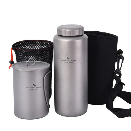 Boundless Voyage Titanium Water Bottle 1050ml Camping Canteen Cycling Sport Drinking Bottle Metal Big Capacity Leak-Proof Flask Beargoods