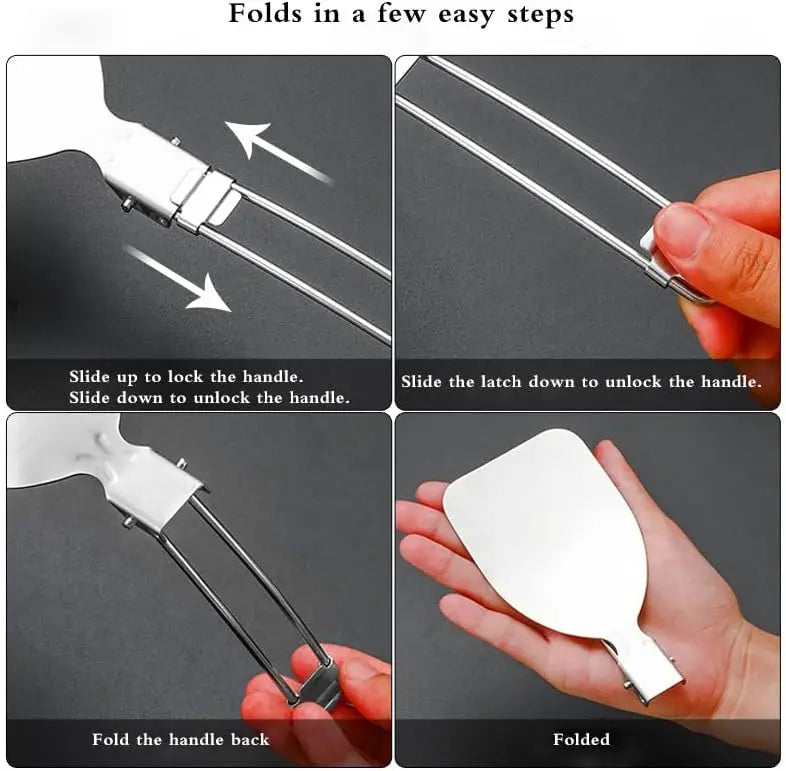 Folding Spatula Spoon Shovel Food Turner Portable 304 StainlessSteel Outdoor Camping BBQ Cooking Tableware Picnic Supplies ﻿ Beargoods