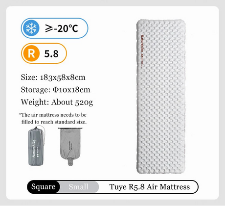 Naturehike Camping Mat 5.8 High R-value Mat Inflatable Sleeping Pad Lightweight Air Mattress 20D Nylon TPU Beach Portable Mats Beargoods