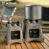 Tiartisan Titanium Outdoor Foldable Wood Stove Hiking Picnic Ultralight Portable Fire Burner Stove Multi-purpose Camping gear Beargoods