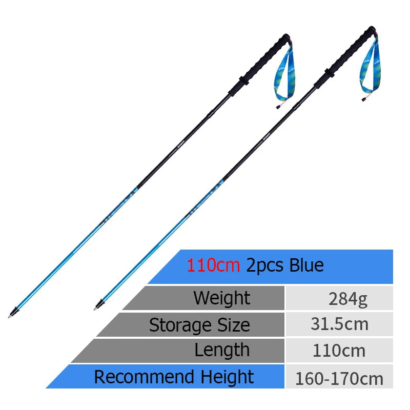 2pcs Ultralight Folding Carbon Fibre Hiking Pole Beargoods