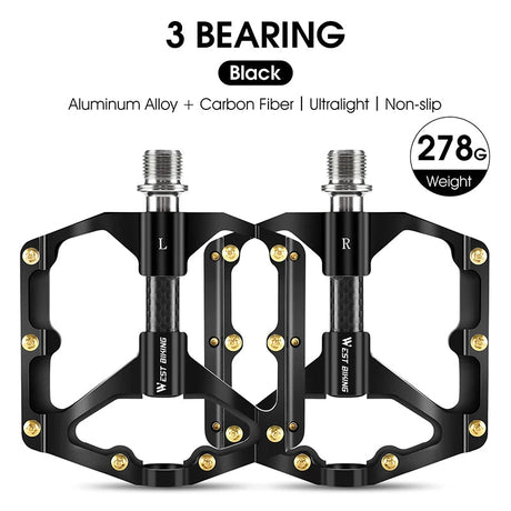 WEST BIKING Bike Pedals MTB Flat Bicycle Pedals 9/16'' Lightweight Road Bike Pedals Carbon Fiber Sealed Bearing Platform Pedals Beargoods