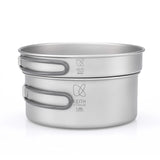 KEITH Pure Titanium 2-Piece Cookware Set (800ml+1250ml), Ultralight Pot & Pan with Mesh Bag for Camping Backpacking Hiking Beargoods