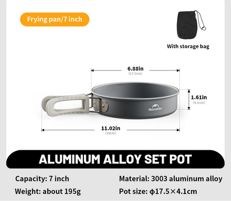 Camping Cookware Kit Frying Pan Portable Kettle Foldable