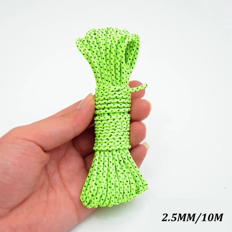 5M/10M/20M/50M Reflective Tent Rope Guylines Nylon Tent Line Cord Rescue Umbrella Paracord Rope Camping Hiking Tent Accessories Beargoods