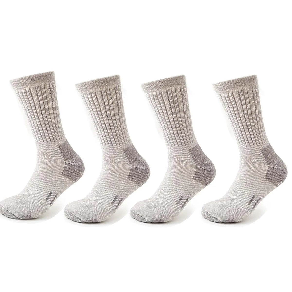 4 Pairs Men Merino Wool Outdoor Hiking Socks Crew Socks Winter Thick Thermal Boot Socks Moisture Breathable Euro Size 42-46 Beargoods