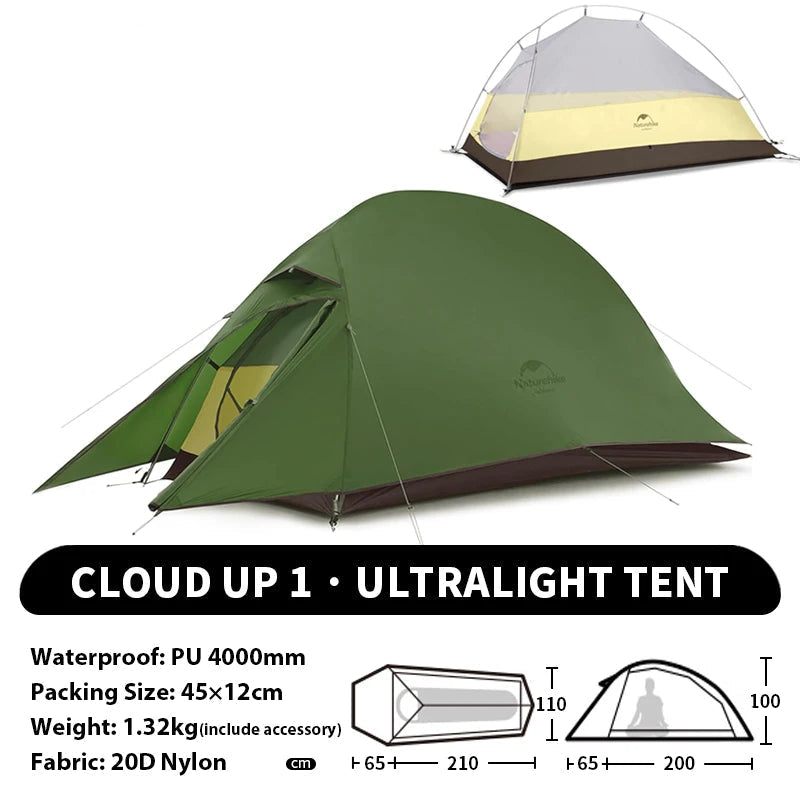 Naturehike Cloud Up 1 2 3 Person Camping Tent Ultralight Waterproof Trekking Tents Hiking Backpacking Shelter Tent Travel Tent Beargoods