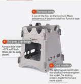 Tiartisan Titanium Outdoor Foldable Wood Stove Hiking Picnic Ultralight Portable Fire Burner Stove Multi-purpose Camping gear Beargoods