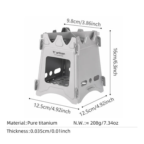Tiartisan Titanium Outdoor Foldable Wood Stove Hiking Picnic Ultralight Portable Fire Burner Stove Multi-purpose Camping gear Beargoods