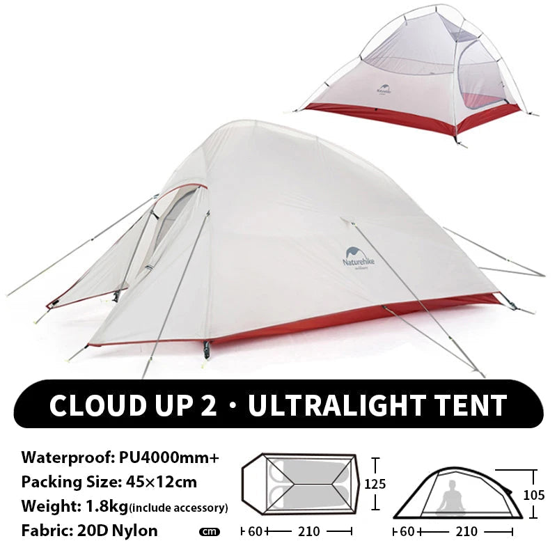 Naturehike Cloud Up 1 2 3 Person Camping Tent Ultralight Waterproof Trekking Tents Hiking Backpacking Shelter Tent Travel Tent Beargoods