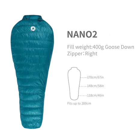 AEGISMAX Nano2 Upgrade 0 Degree 800FP Goose Down Sleeping Bag Outdoor Ultralight Camping Hiking Sleeping Bag for Men & Women Beargoods