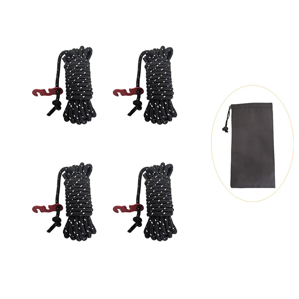 Camping Rope Reflective Outdoor Guy Lines with Aluminum Guyline Adjuster Tensioners Tent Tie Downs for Hiking Backpacking Tarp Beargoods