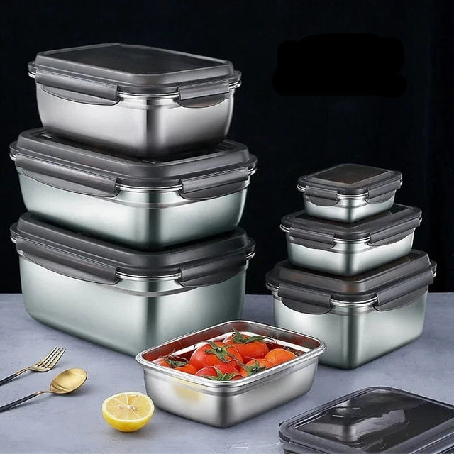 1x 304 Stainless Steel Lunch Bento Box Family Refrigerator Food Storage Containers Portable Outdoor Lunch Boxes Beargoods