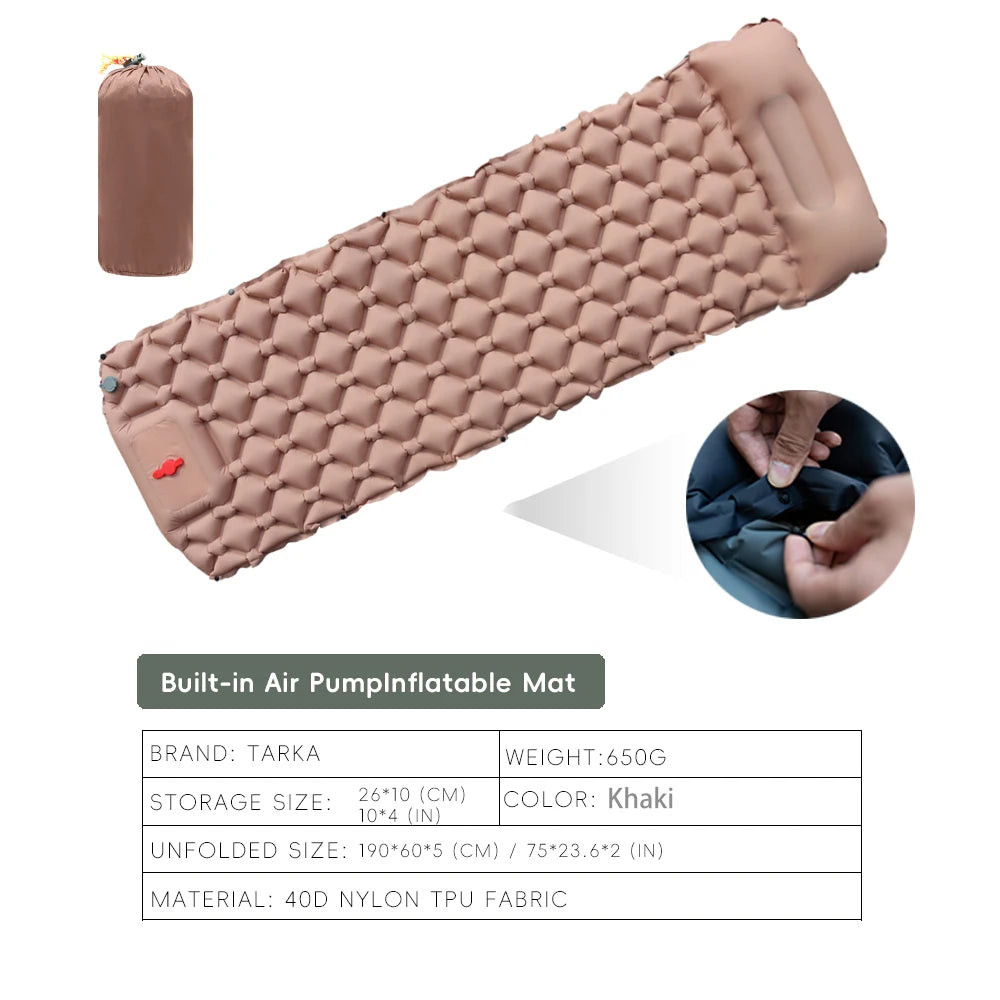 TARKA Inflatable Camping Mats Air Mattress With Pillow Outdoor Tourist Sleeping Pad Self-Inflating Mattress For Hiking Climbing Beargoods