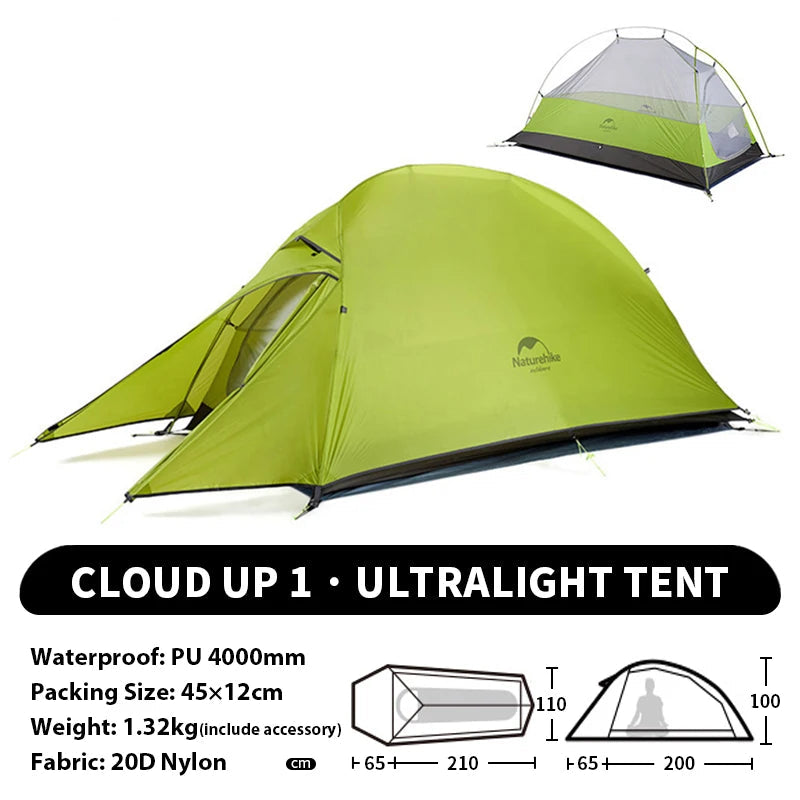 Naturehike Cloud Up 1 2 3 Person Camping Tent Ultralight Waterproof Trekking Tents Hiking Backpacking Shelter Tent Travel Tent Beargoods