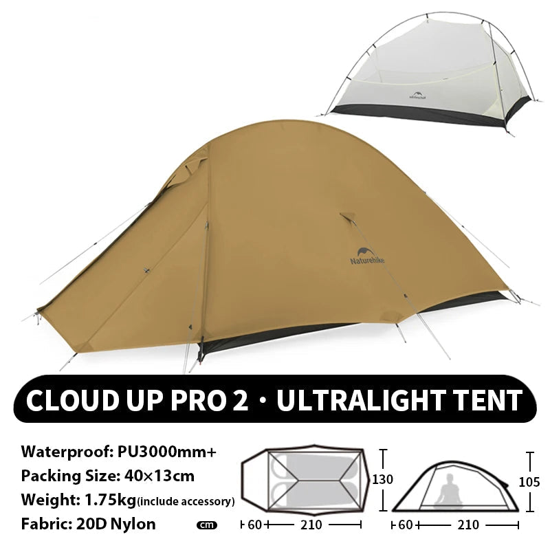 Naturehike Cloud Up 1 2 3 Person Camping Tent Ultralight Waterproof Trekking Tents Hiking Backpacking Shelter Tent Travel Tent Beargoods